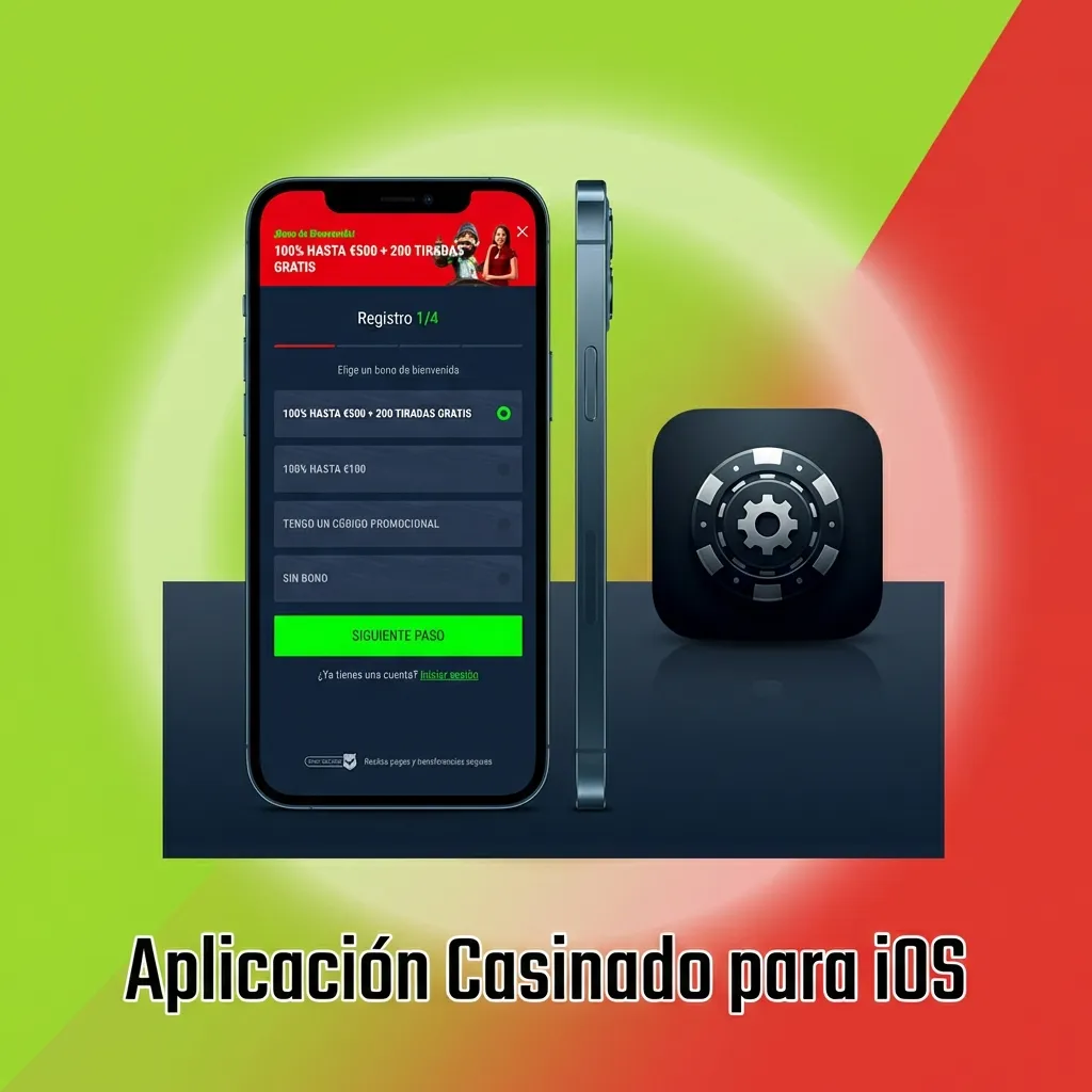 Pantalla de iPhone mostrando la app Casinado iOS con apuestas deportivas y casino para usuarios mayores de 18 años.