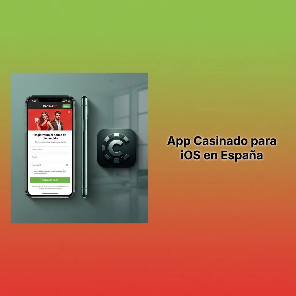 Pantalla de iPhone en español mostrando la app Casinado para iOS con opciones de apuestas deportivas y casino online