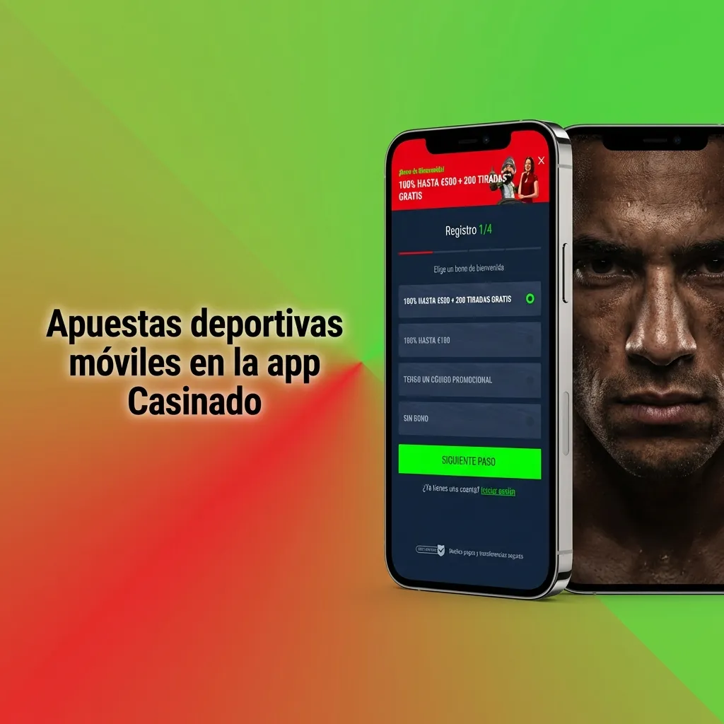 Persona usando la app Casinado en el móvil para apostar en directo a varios deportes como fútbol y tenis