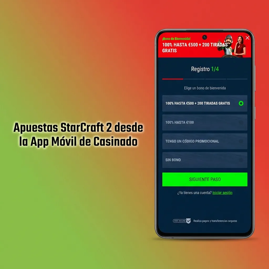 Mobile app interface showing StarCraft 2 betting options on Casinado with live tournament streaming on smartphone
