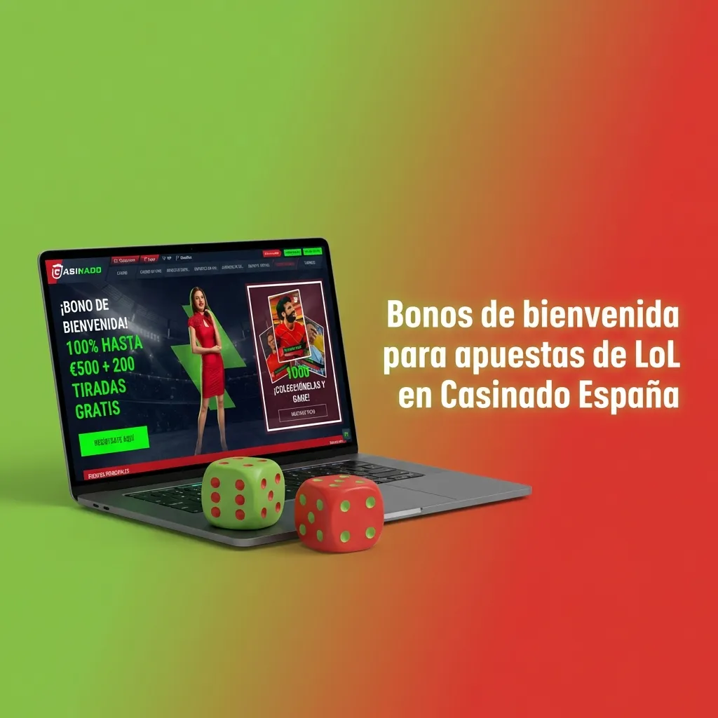Casinado España welcome bonus offer for League of Legends betting showing 100% match up to 500€ plus 200 free spins promotion