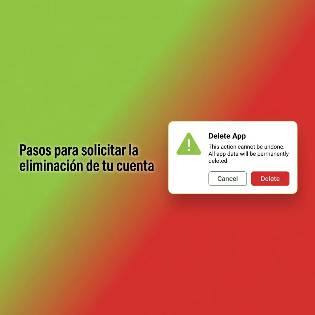 Infografía en español que muestra pasos numerados para solicitar la eliminación o suspensión de una cuenta de juego online