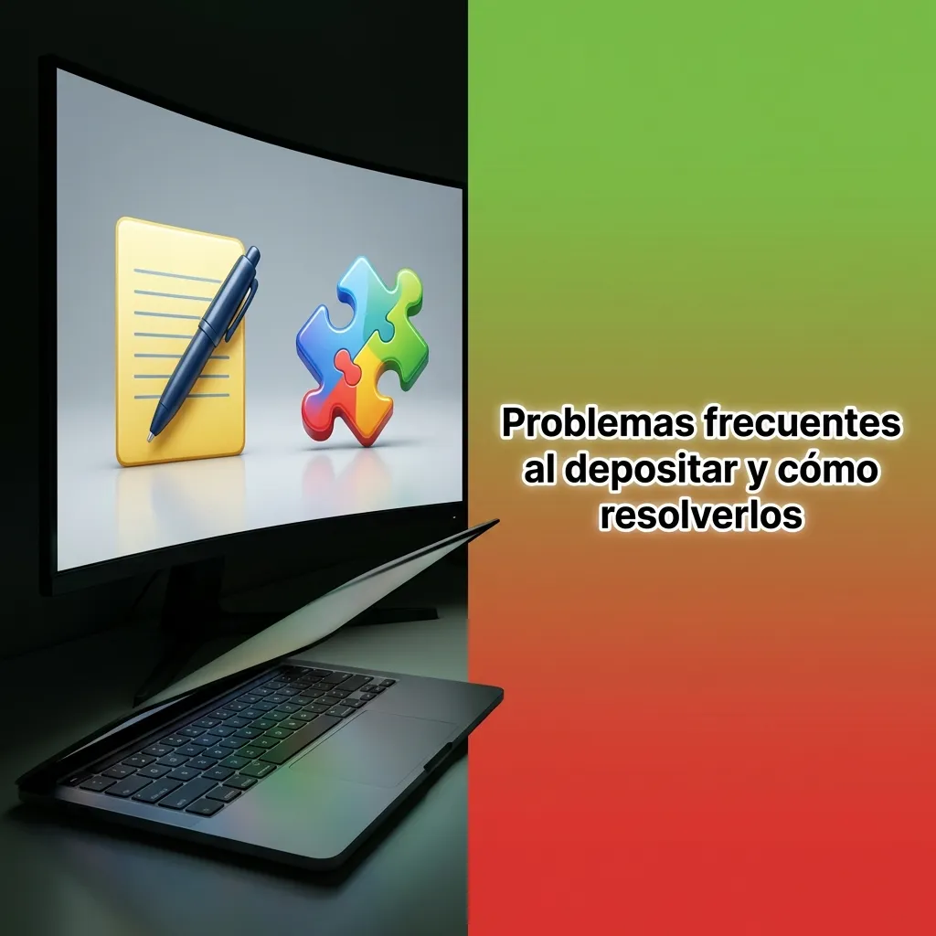 Ilustración con lista de problemas frecuentes al depositar dinero online en España y sus soluciones paso a paso