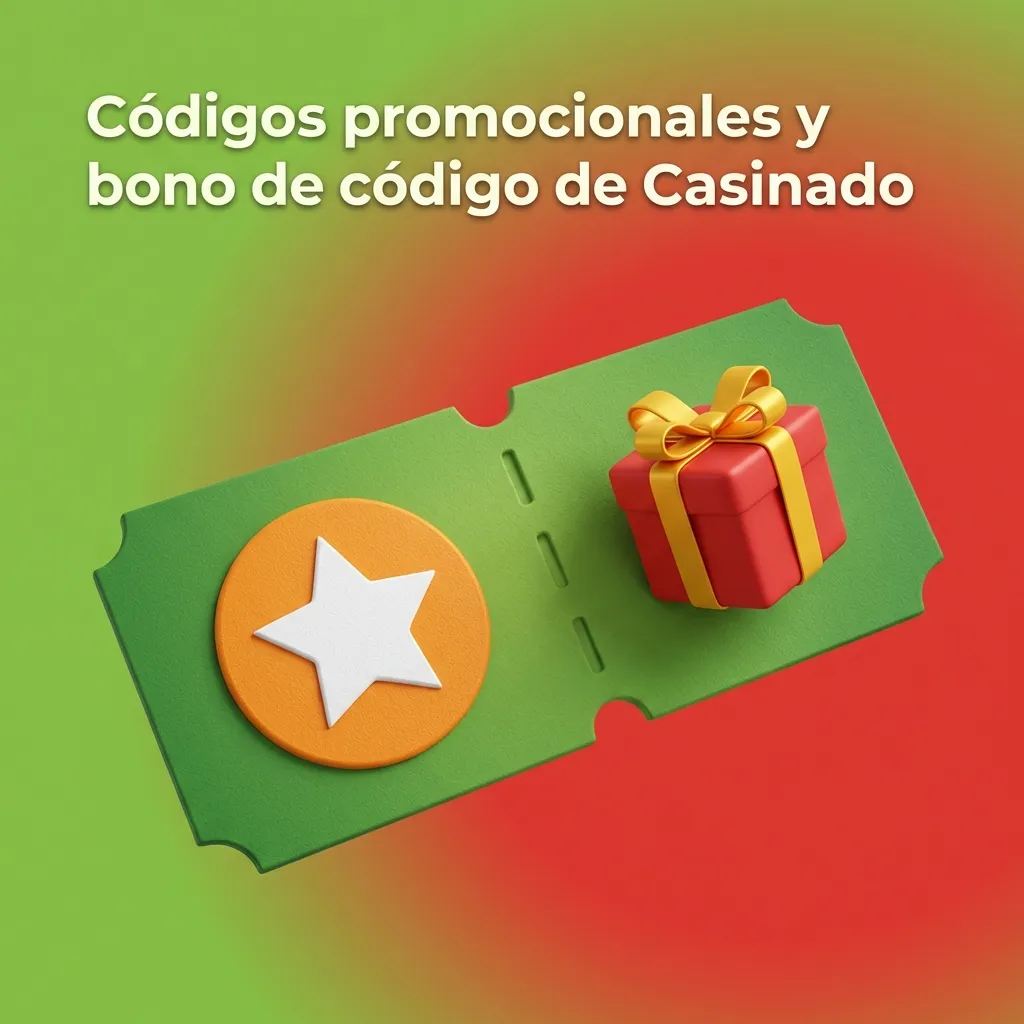 Banner de Casinado sobre códigos promocionales y bonos de registro, depósito, apuestas deportivas y tiradas gratis