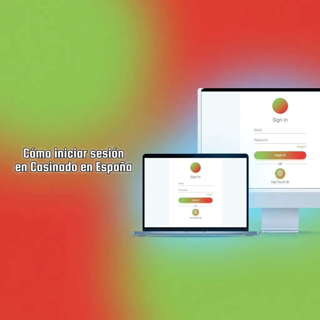 Pantalla de inicio de sesión de Casinado en España en ordenador y móvil, con campos de usuario y contraseña destacados