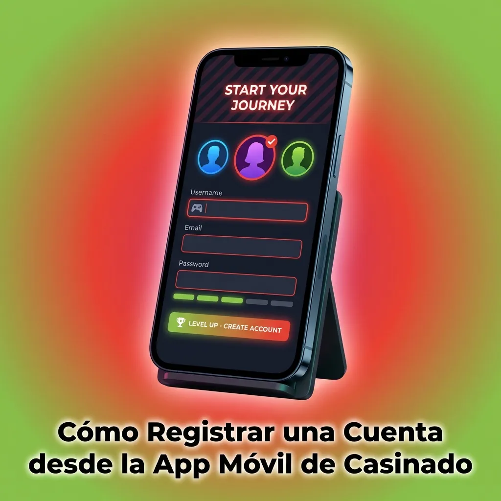 Pantalla de registro de la app móvil de Casinado mostrando formulario con campos de correo y contraseña
