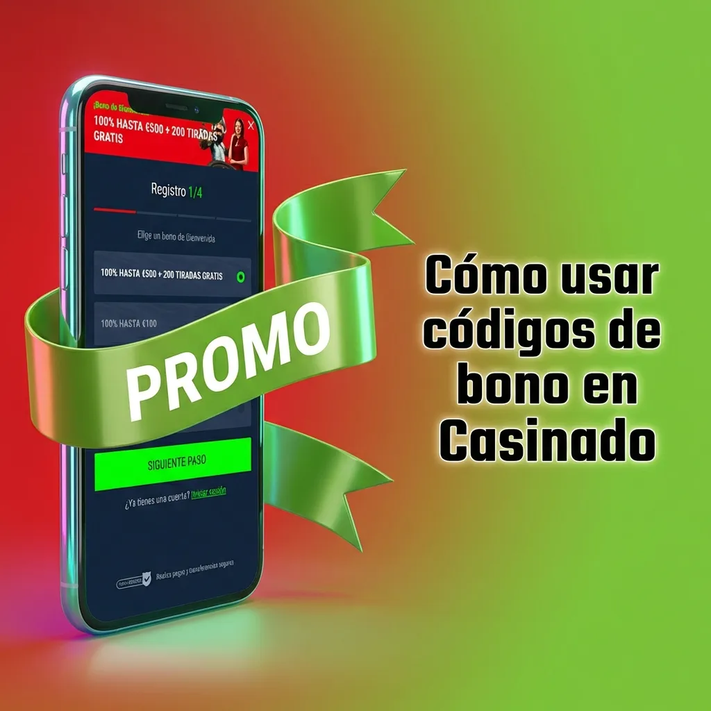 Ilustración de usuario introduciendo un código de bono en el cajero de Casinado para activar una promoción