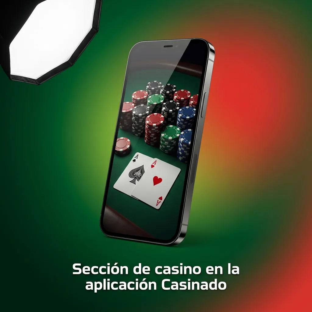 Pantalla de la app Casinado con categorías de casino: tragaperras, ruleta, blackjack, casino en vivo y botes progresivos