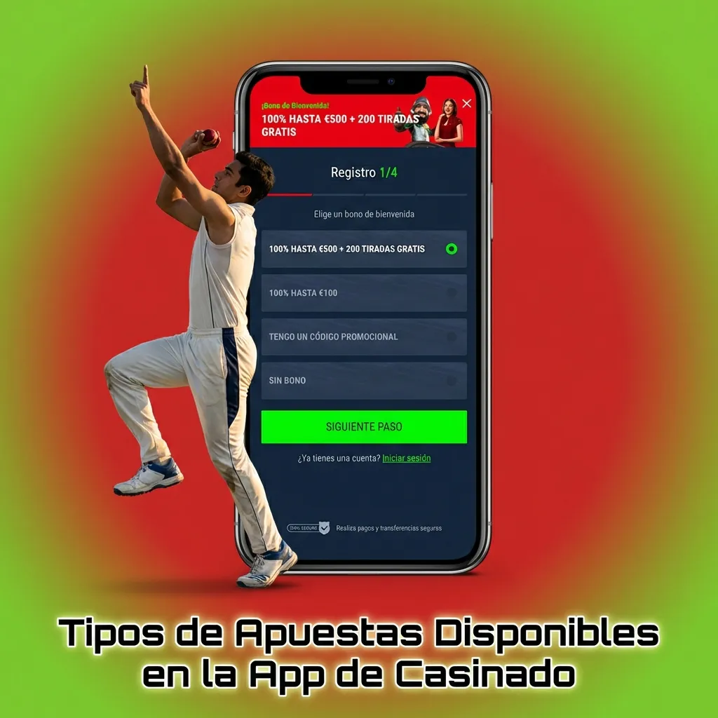 Smartphone displaying Casinado app betting options including simple, combined, triple, system, and handicap wagers