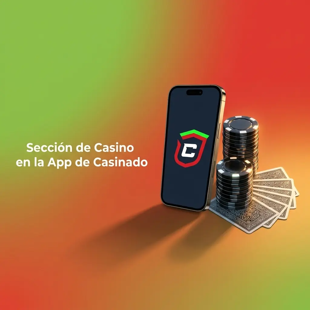 Sección de casino en la app de Casinado con slots, ruleta, blackjack y casino en vivo para móvil